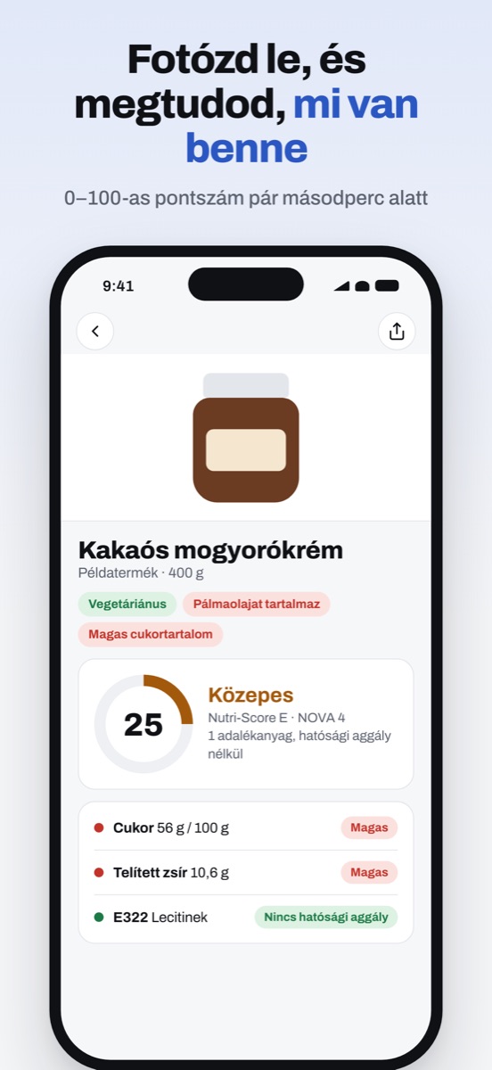 Termékoldal: kakaós mogyorókrém, 25 pont, közepes